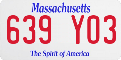 MA license plate 639YO3