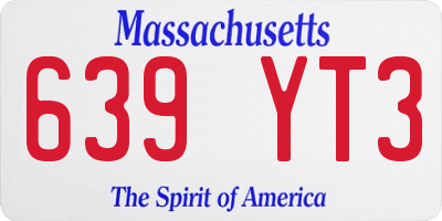 MA license plate 639YT3