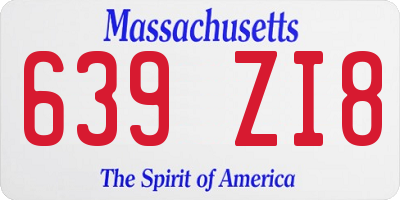 MA license plate 639ZI8