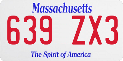 MA license plate 639ZX3