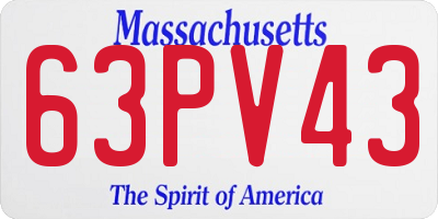 MA license plate 63PV43