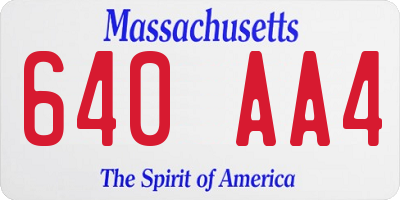 MA license plate 640AA4