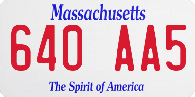 MA license plate 640AA5