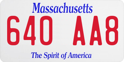 MA license plate 640AA8