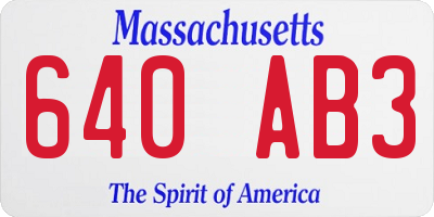 MA license plate 640AB3