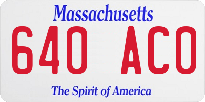 MA license plate 640AC0