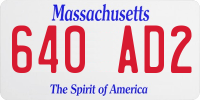 MA license plate 640AD2