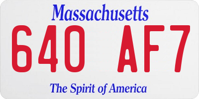 MA license plate 640AF7