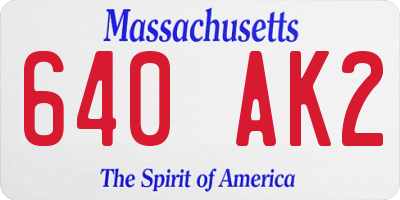 MA license plate 640AK2