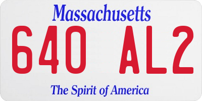 MA license plate 640AL2