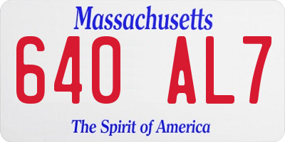 MA license plate 640AL7