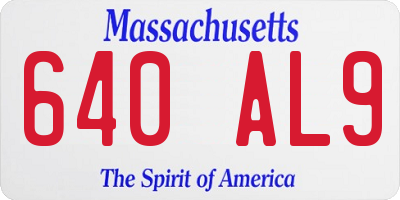 MA license plate 640AL9