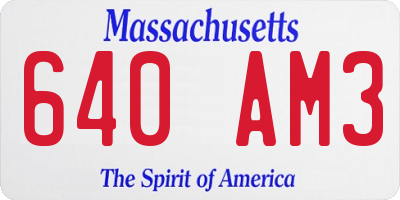 MA license plate 640AM3