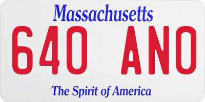 MA license plate 640AN0