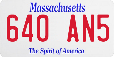 MA license plate 640AN5