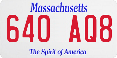 MA license plate 640AQ8