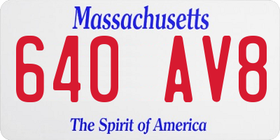 MA license plate 640AV8