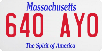 MA license plate 640AY0