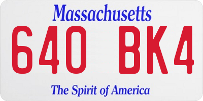 MA license plate 640BK4