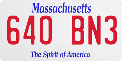 MA license plate 640BN3