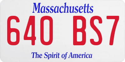 MA license plate 640BS7