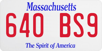 MA license plate 640BS9