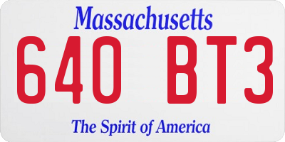 MA license plate 640BT3