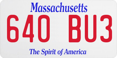 MA license plate 640BU3