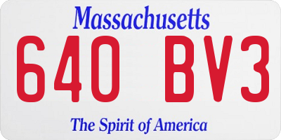 MA license plate 640BV3