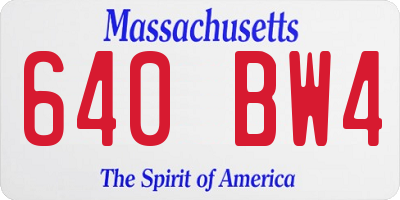 MA license plate 640BW4