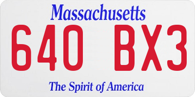 MA license plate 640BX3