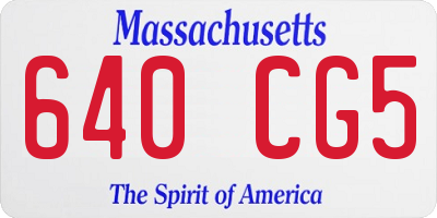 MA license plate 640CG5