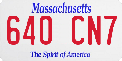 MA license plate 640CN7