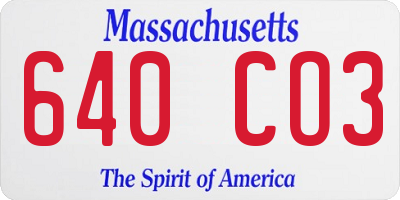 MA license plate 640CO3