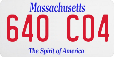MA license plate 640CO4