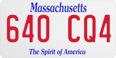 MA license plate 640CQ4