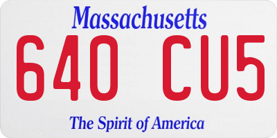 MA license plate 640CU5