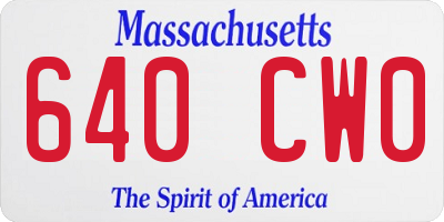 MA license plate 640CW0