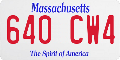 MA license plate 640CW4