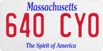 MA license plate 640CY0