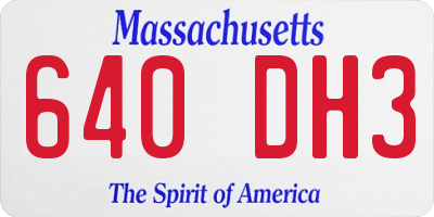 MA license plate 640DH3