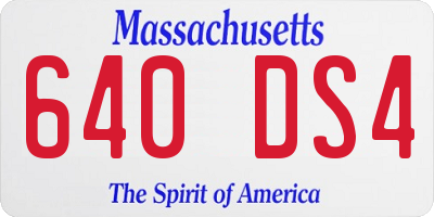 MA license plate 640DS4
