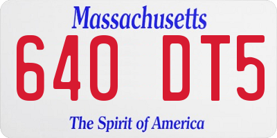MA license plate 640DT5