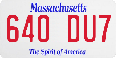 MA license plate 640DU7