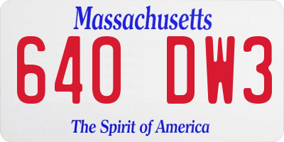 MA license plate 640DW3