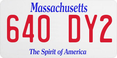 MA license plate 640DY2