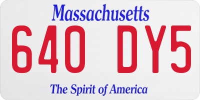 MA license plate 640DY5