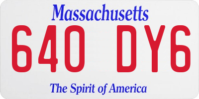 MA license plate 640DY6