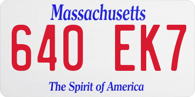 MA license plate 640EK7