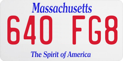 MA license plate 640FG8